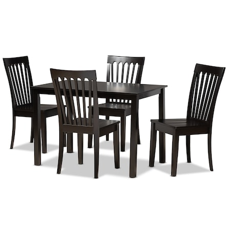 Baxton Studio Erion Modern and Contemporary Dark Brown Finished Wood 5-Piece Dining Set 184-11426-8026-Zoro